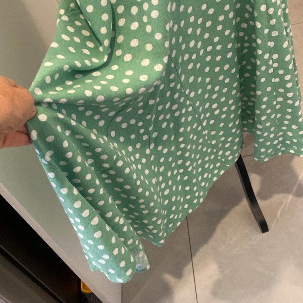 LOFT petites Green Polka Dot Sleeveless Maxi Dress Rayon/Linen Dress Size Large - Picture 11 of 17